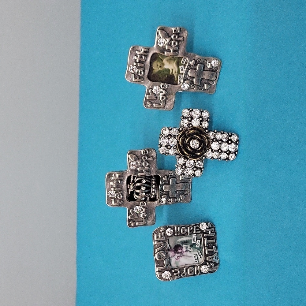 4 Christian Faith Hope Love Embellished Statement Rings